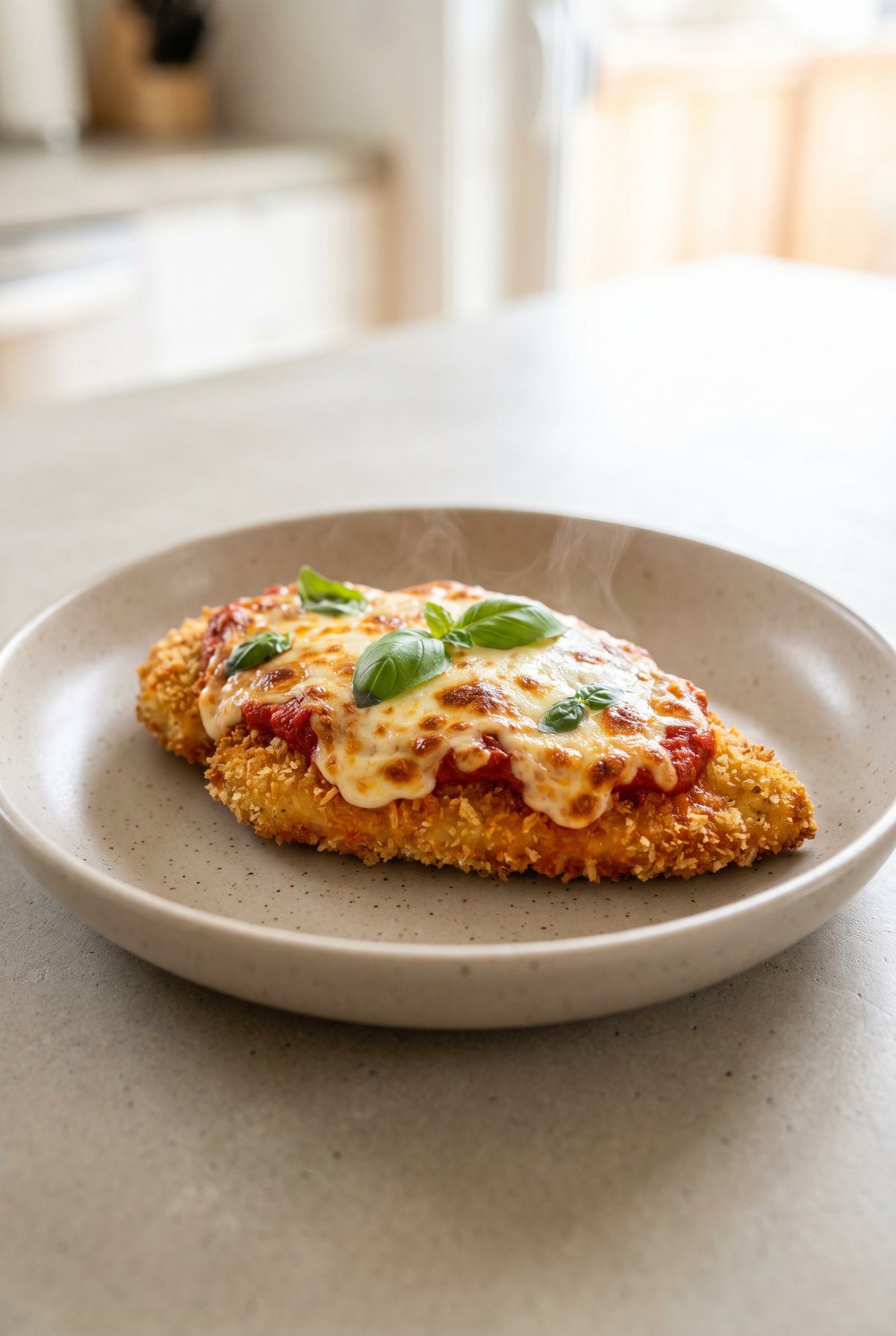 Air Fryer Chicken Parmesan served and ready to eat