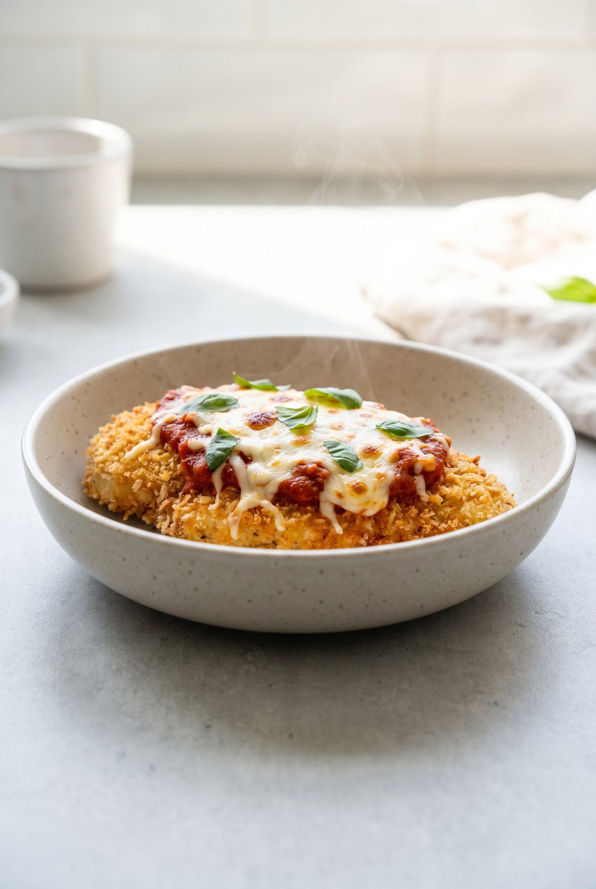 Air Fryer Chicken Parmesan ready to serve