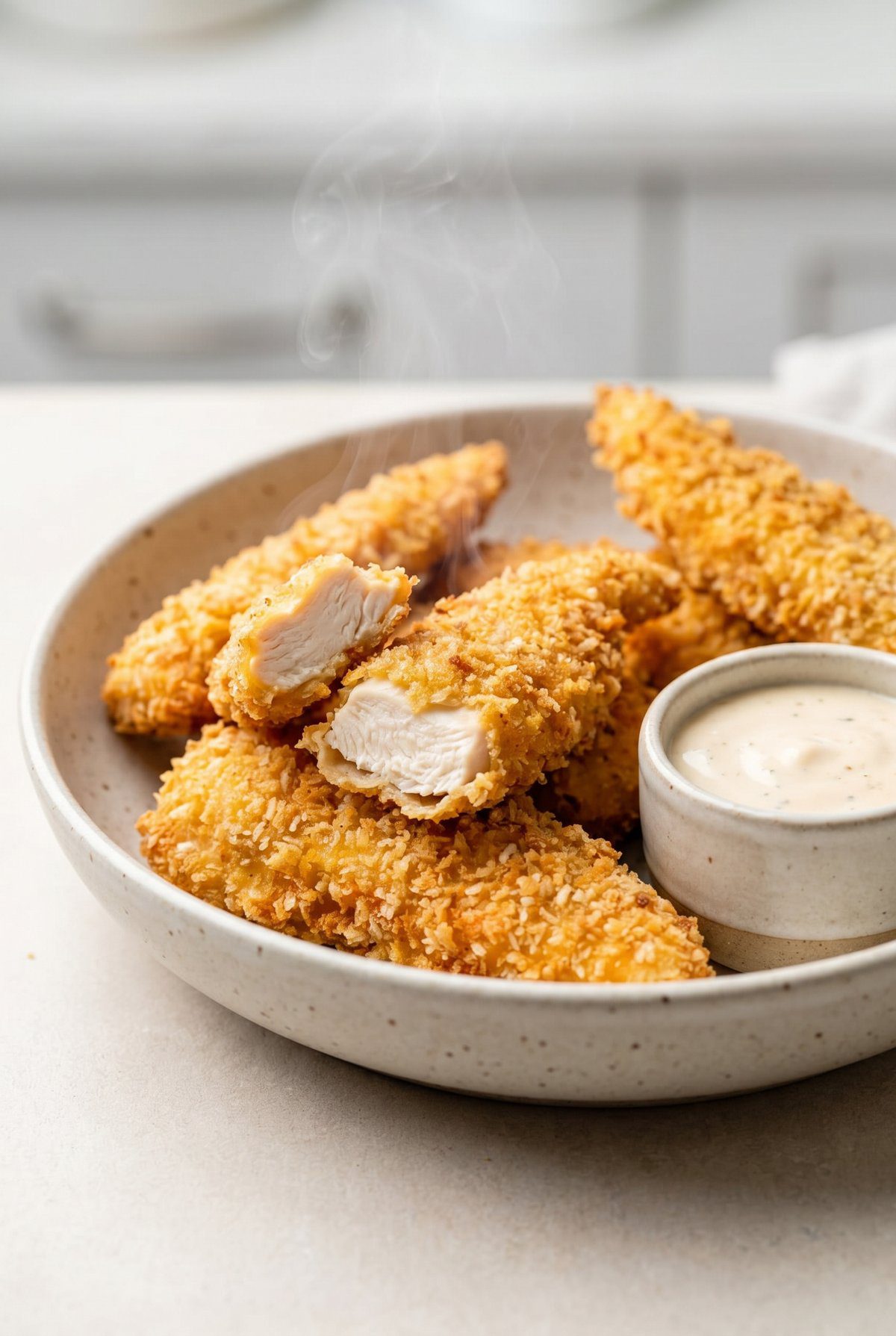 Air Fryer Chicken Tenders served and ready to eat
