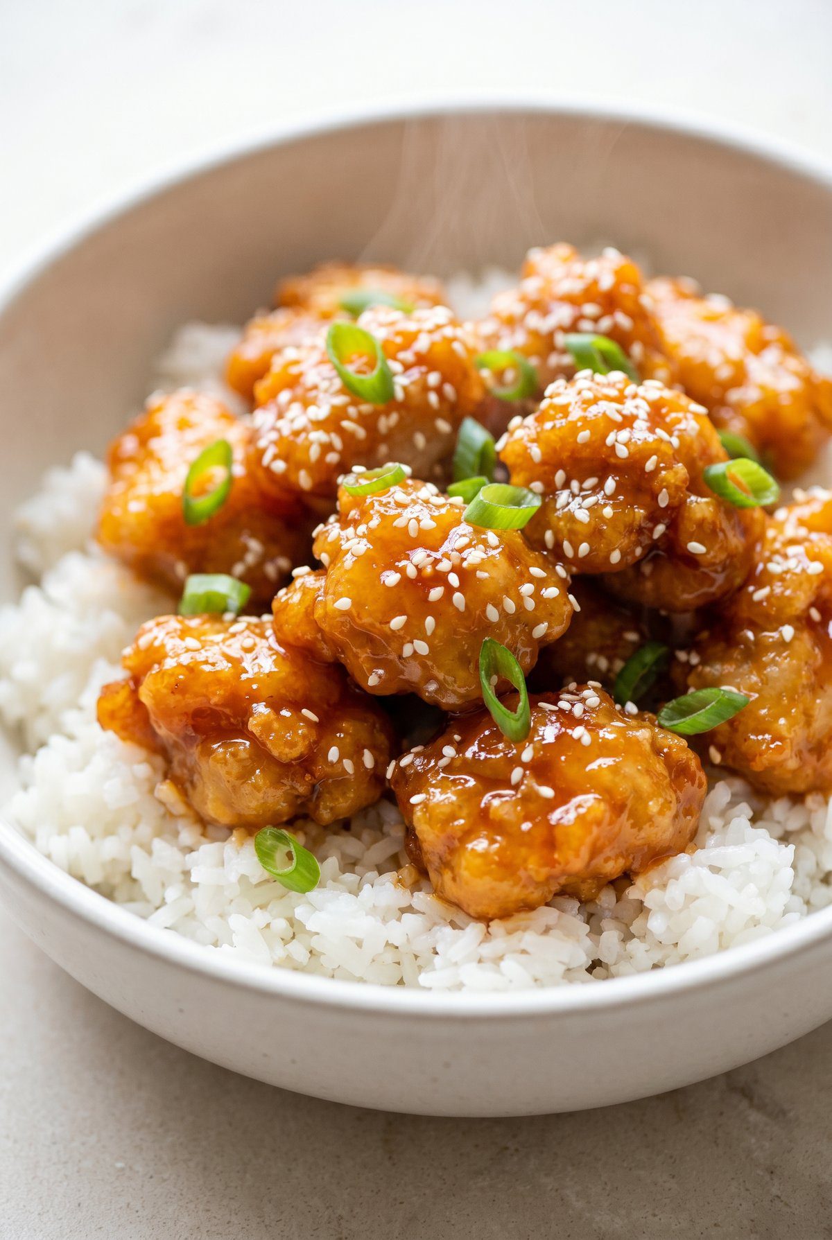 Close-up of Air Fryer Orange Chicken