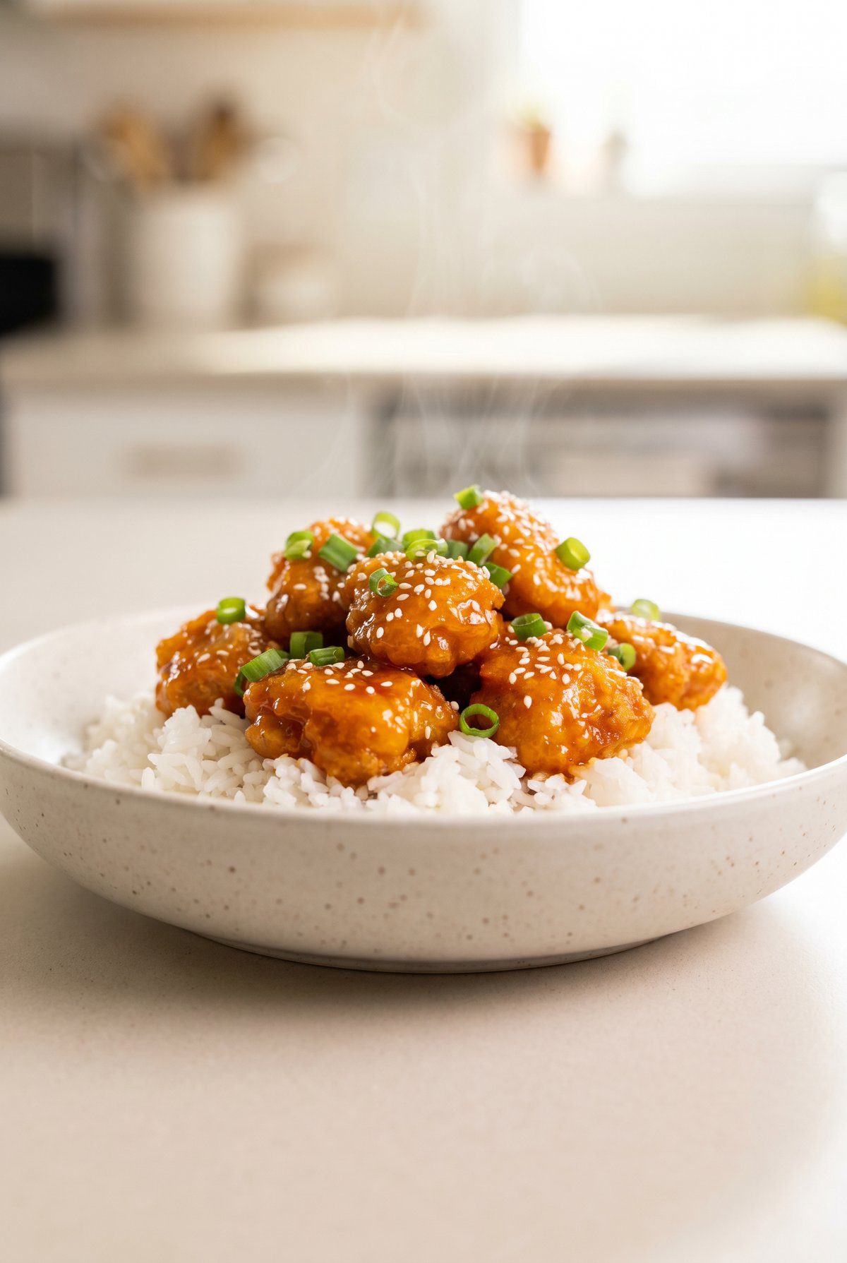 Air Fryer Orange Chicken ready to serve
