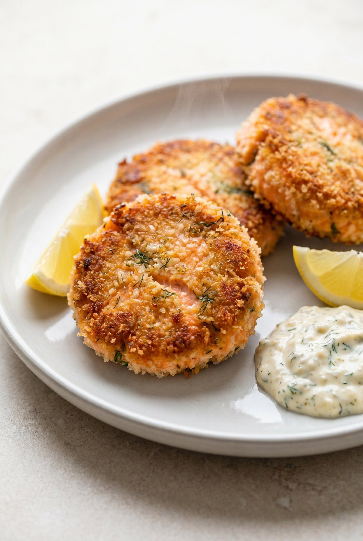 Close-up of Air Fryer Salmon Patties