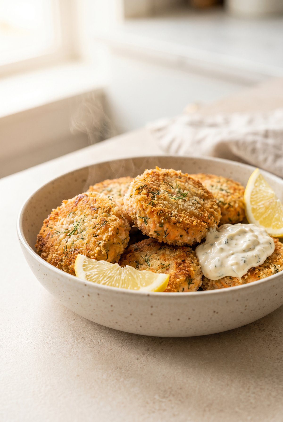 Air Fryer Salmon Patties served and ready to eat