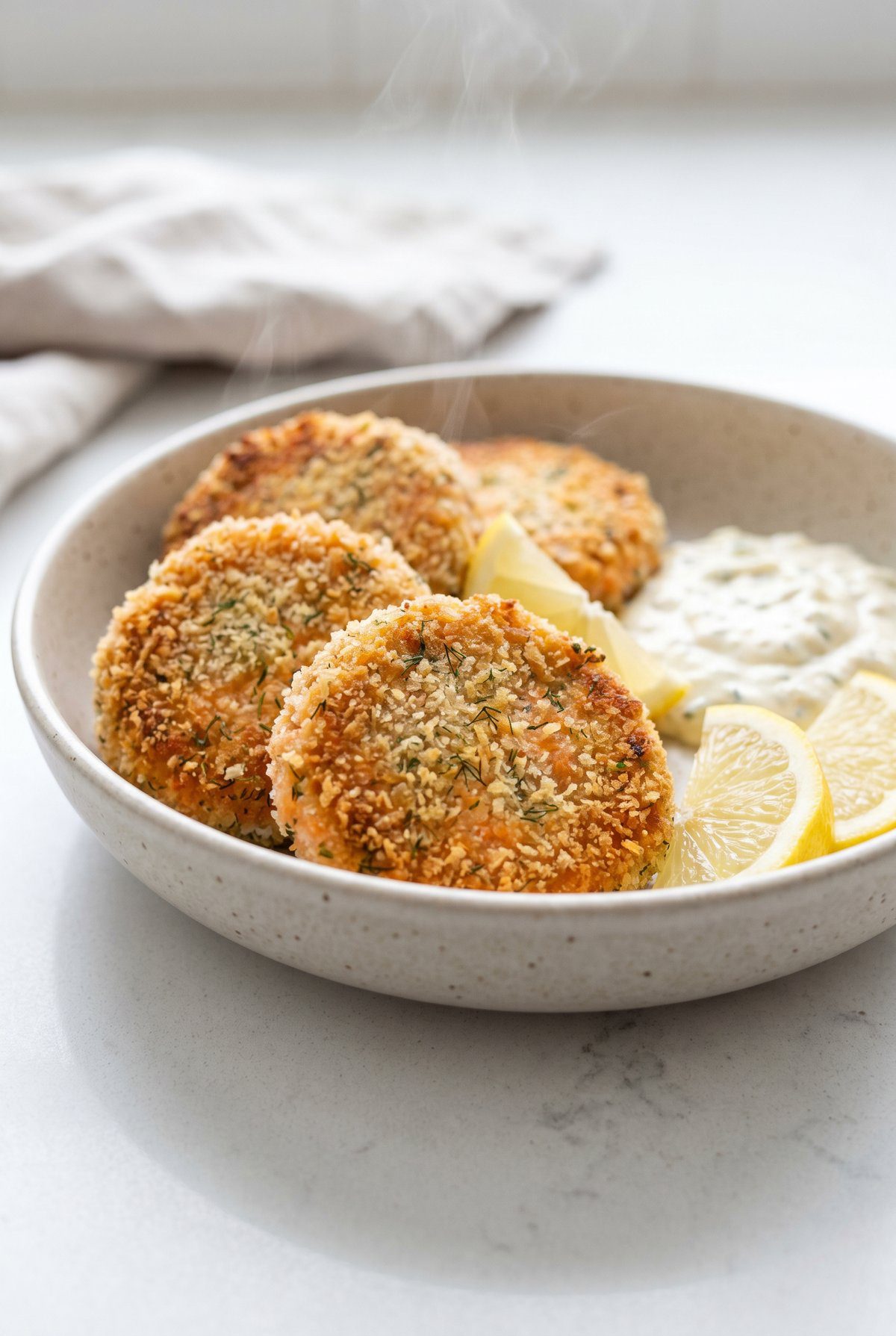 Air Fryer Salmon Patties ready to serve