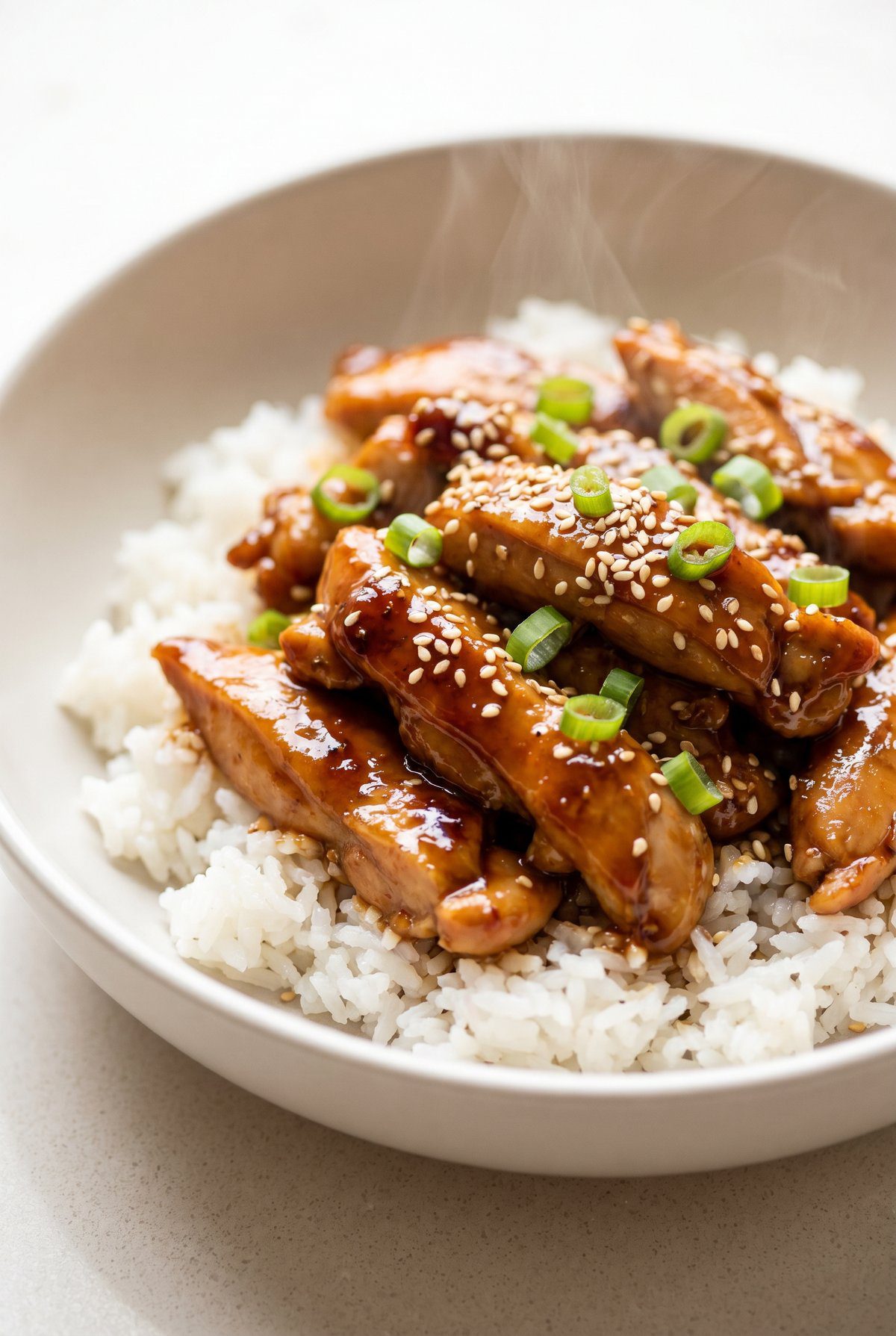 Close-up of Air Fryer Teriyaki Chicken