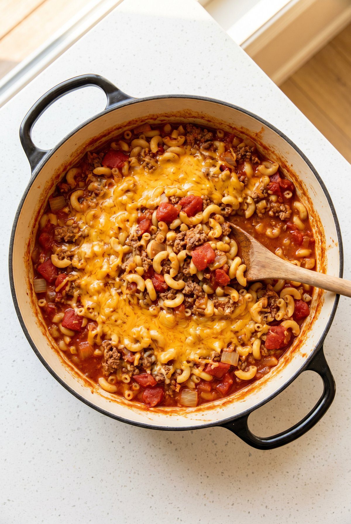 Overhead view of American Goulash