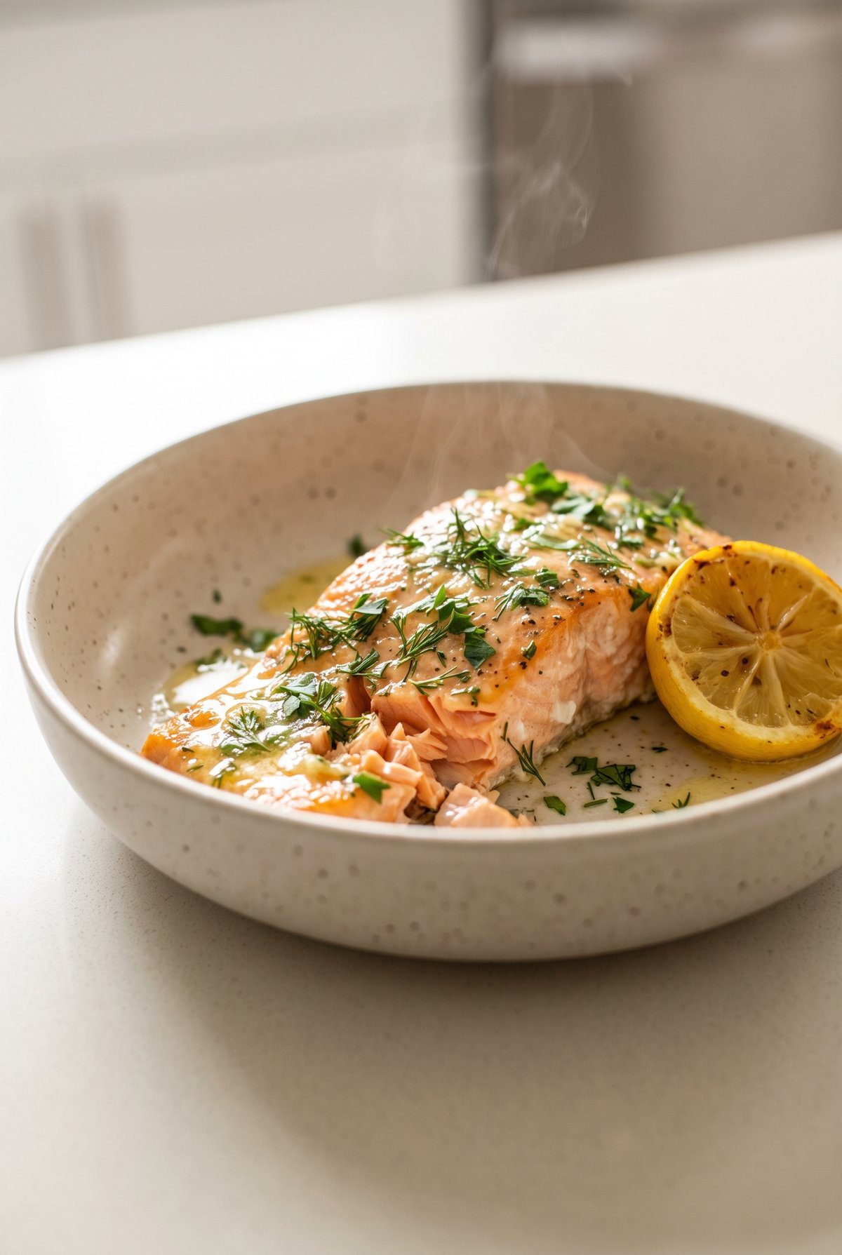 Baked Salmon served and ready to eat