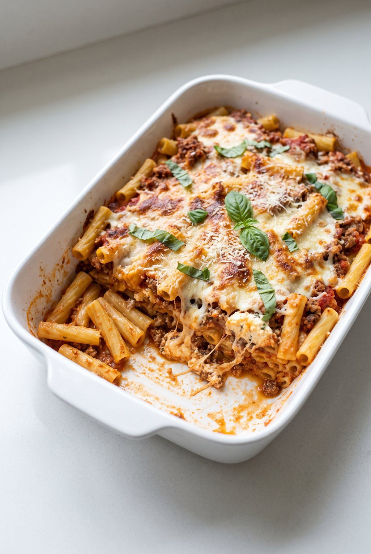 Baked Ziti ready to serve