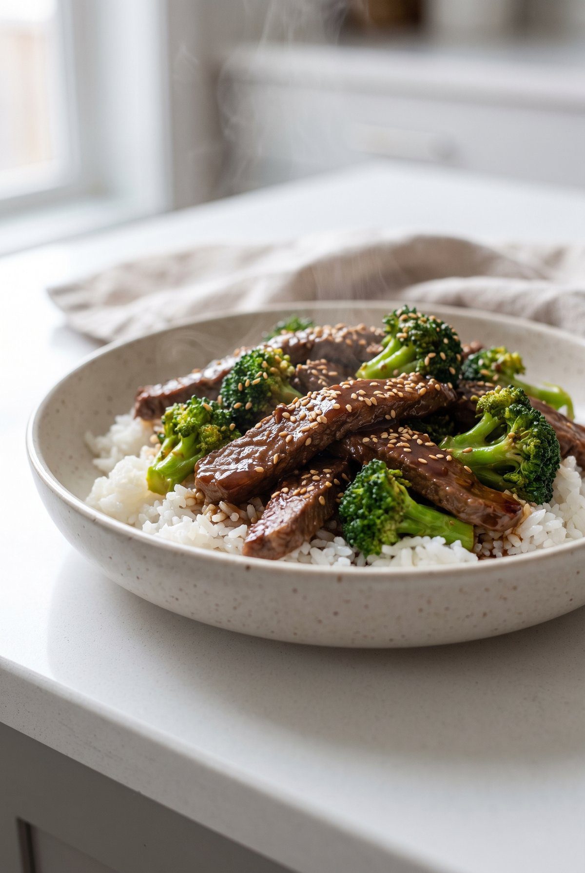 Beef and Broccoli served and ready to eat
