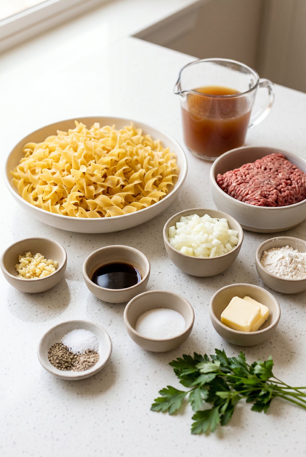 Ingredients for Beef and Noodles