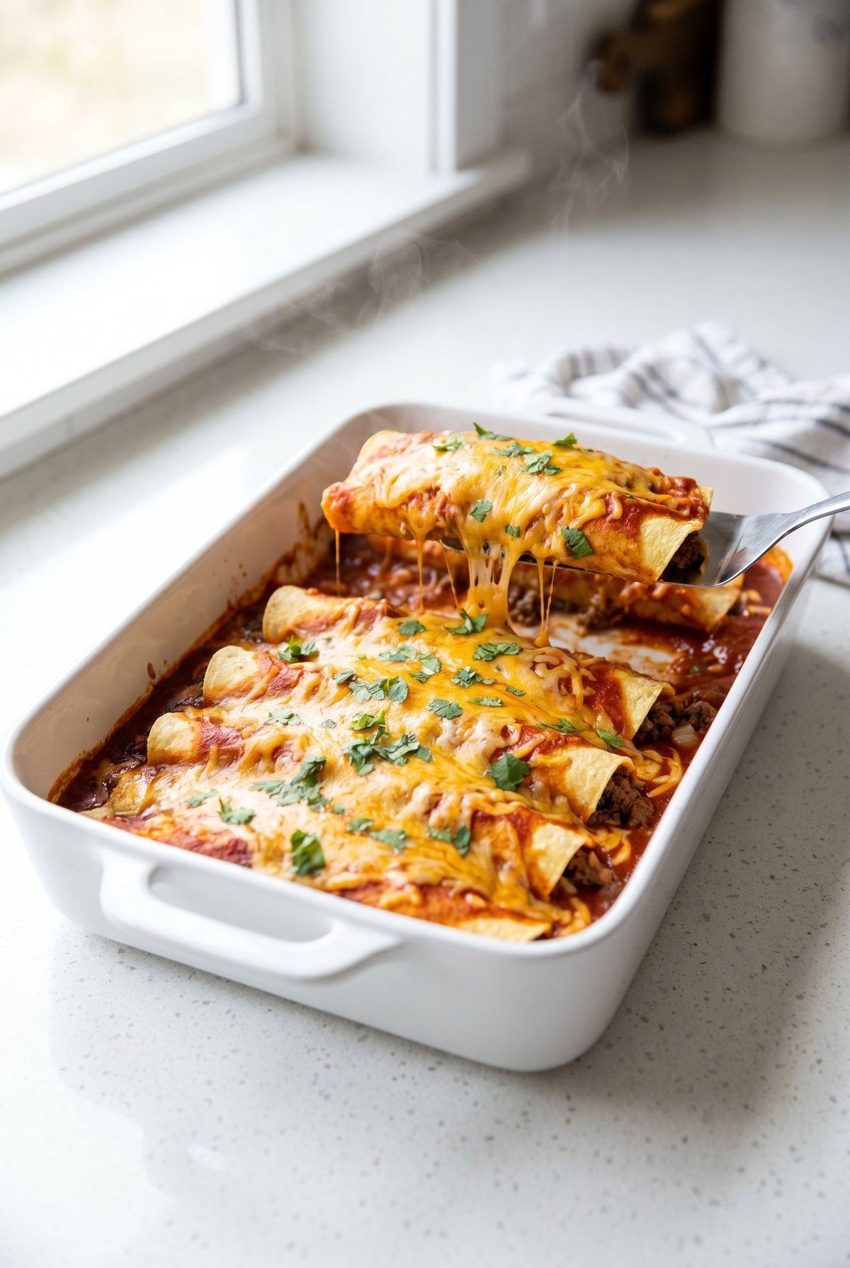 Beef Enchiladas ready to serve
