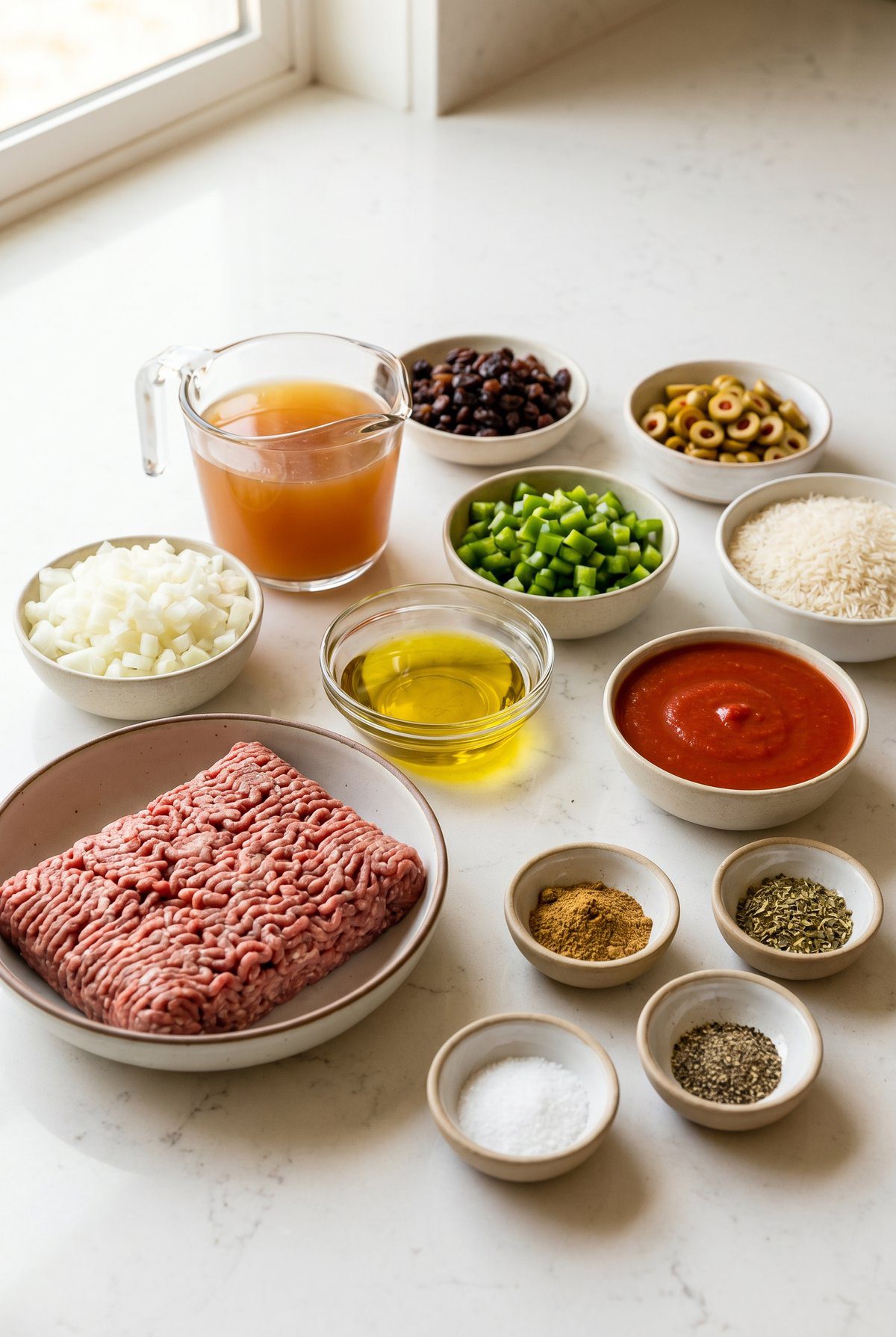 Ingredients for Beef Picadillo