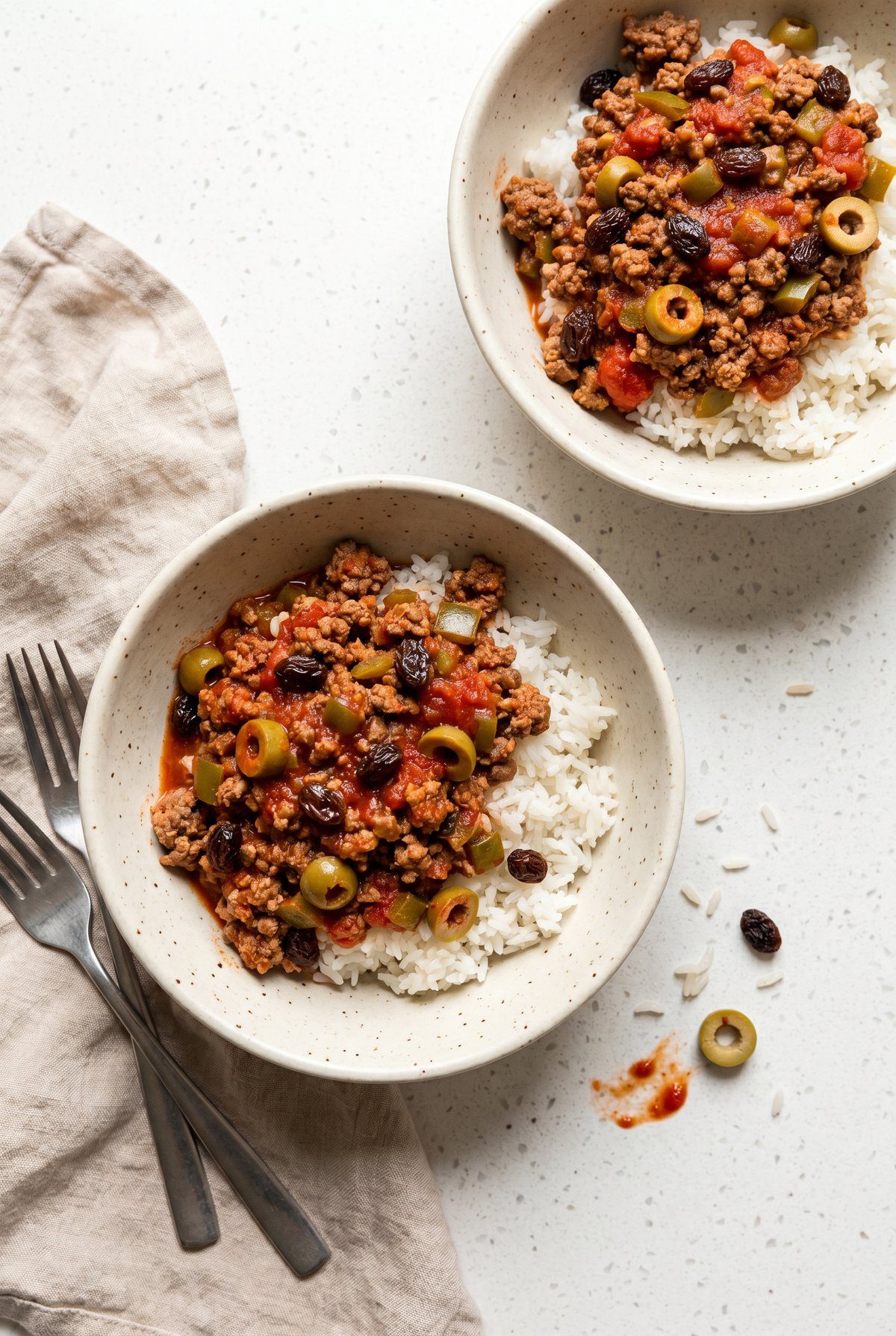 Overhead view of Beef Picadillo