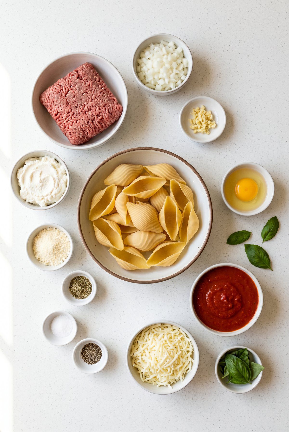 Ingredients for Beef Stuffed Shells