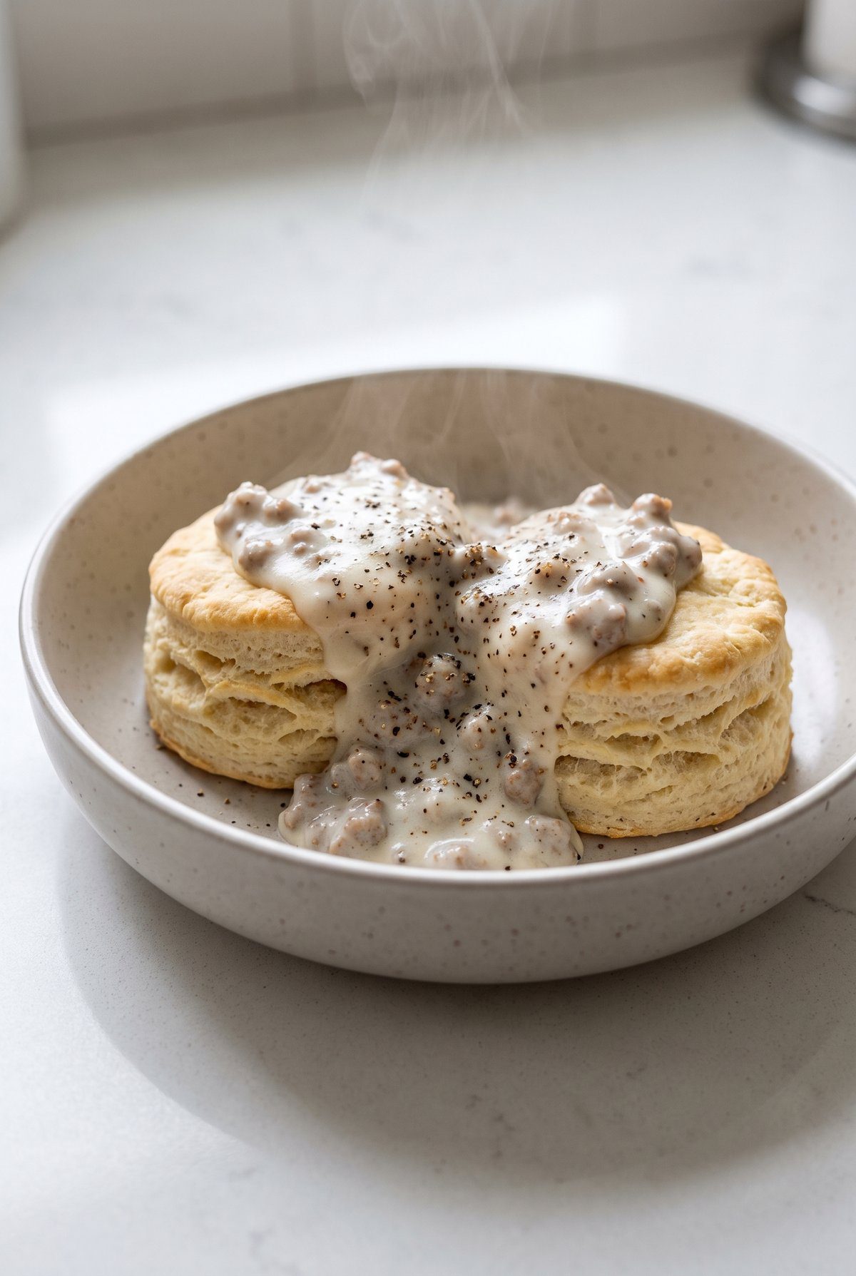 Biscuits and Gravy served and ready to eat