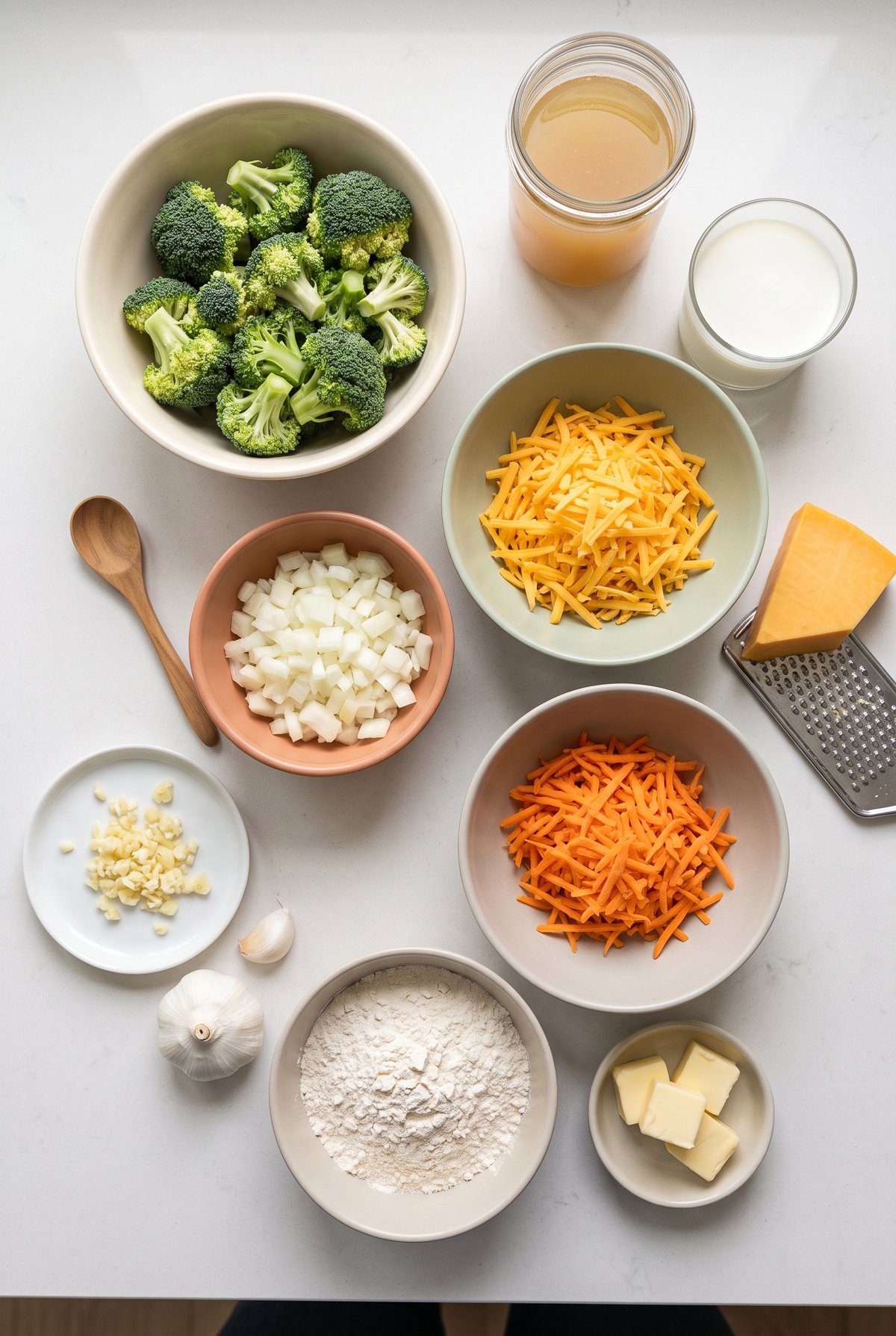 Ingredients for Broccoli Cheddar Soup