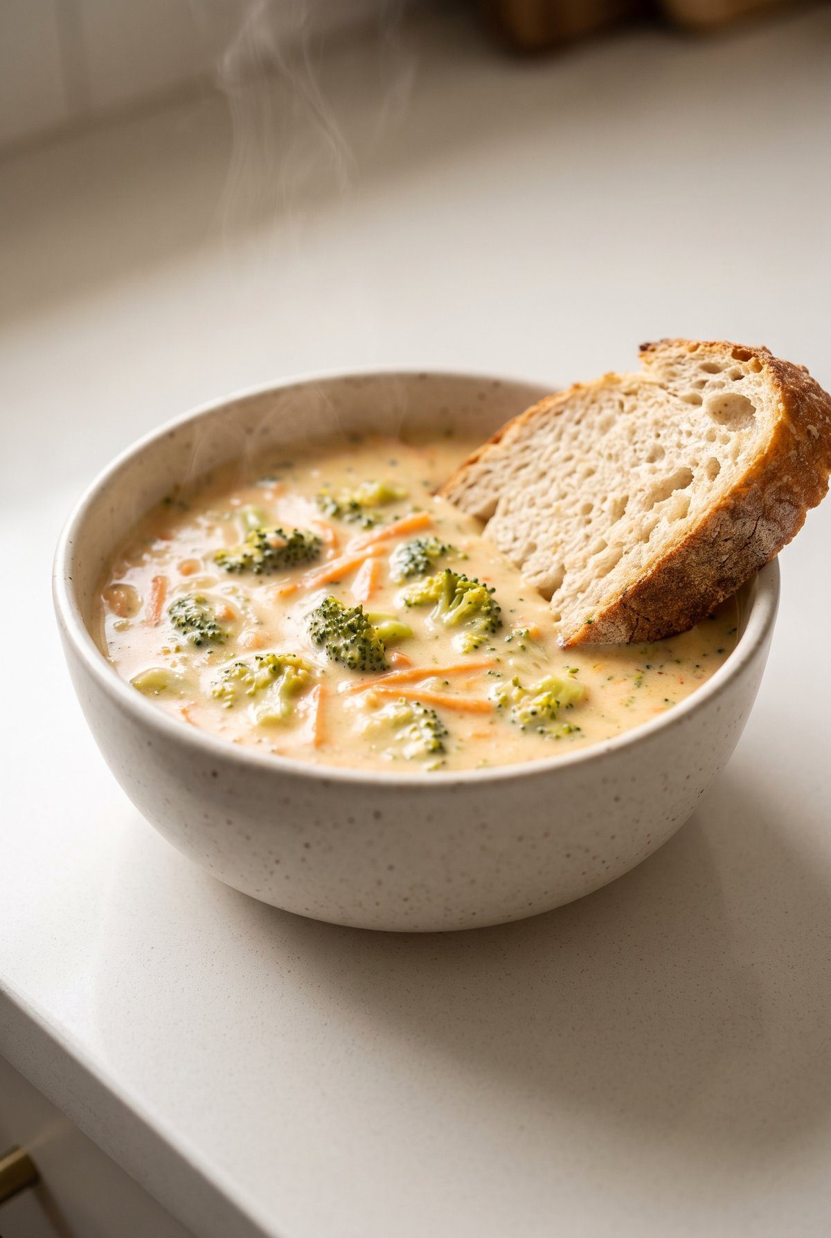 Broccoli Cheddar Soup served and ready to eat