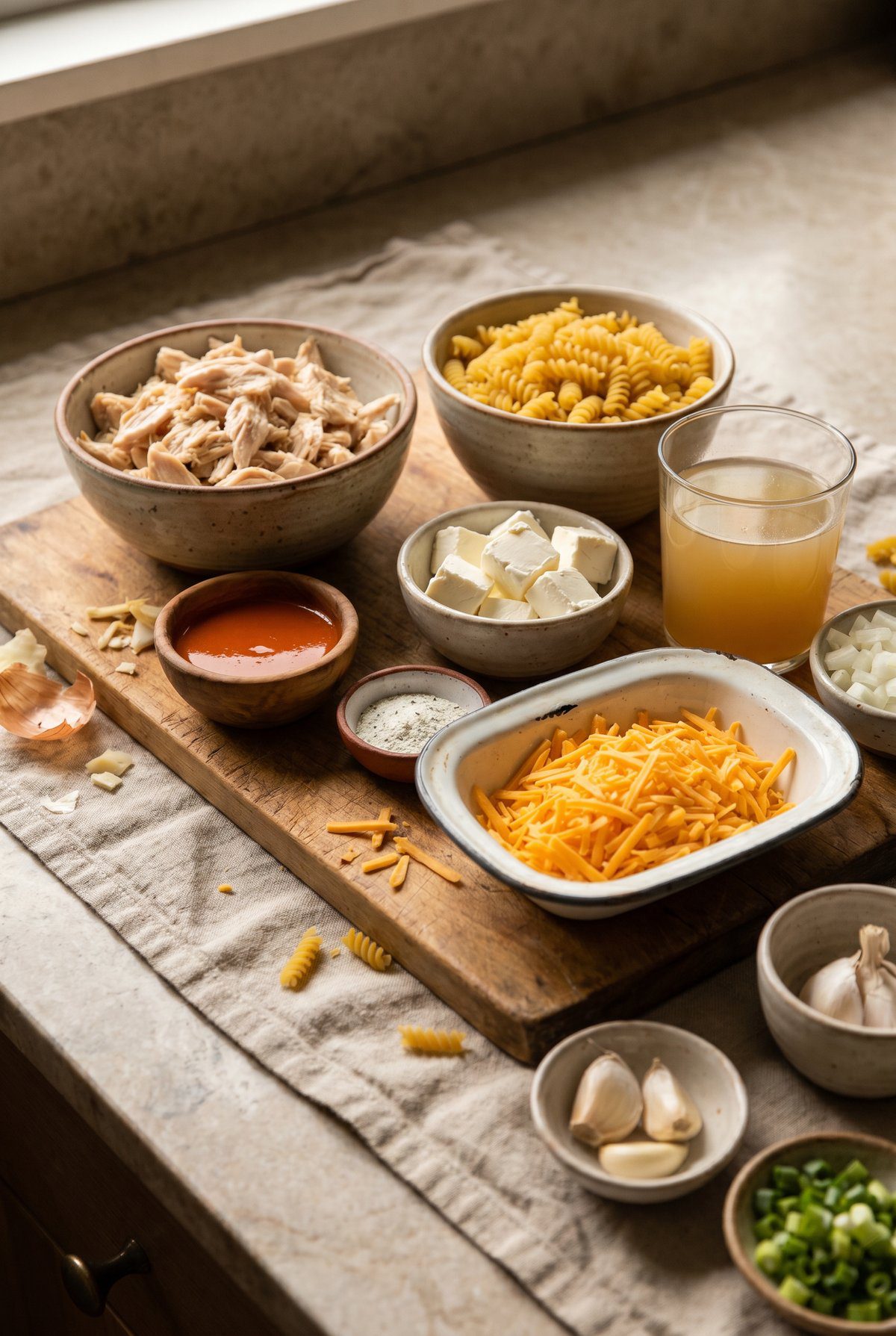 Ingredients for Buffalo Chicken Pasta