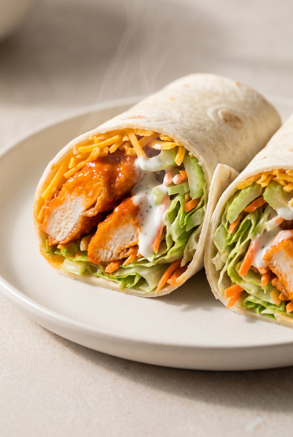 Close-up of Buffalo Chicken Wraps