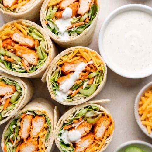 Buffalo Chicken Wraps with Ranch Slaw