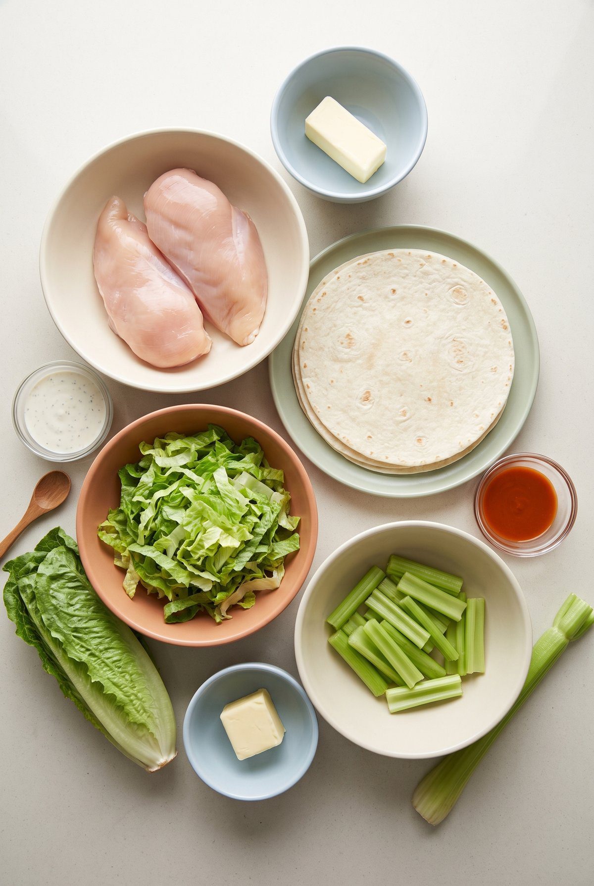 Ingredients for Buffalo Chicken Wraps