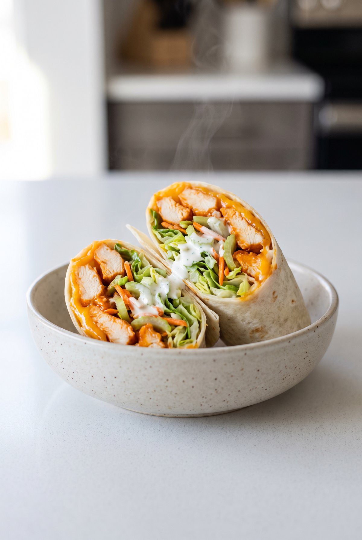 Buffalo Chicken Wraps served and ready to eat