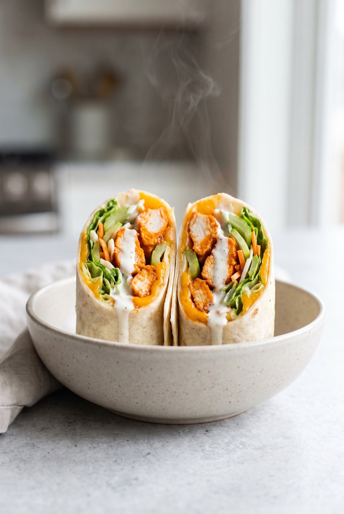 Buffalo Chicken Wraps ready to serve