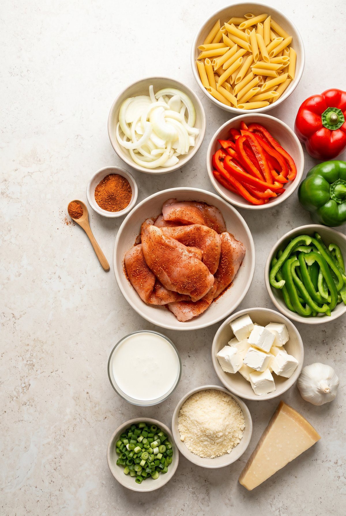 Ingredients for Cajun Chicken Pasta