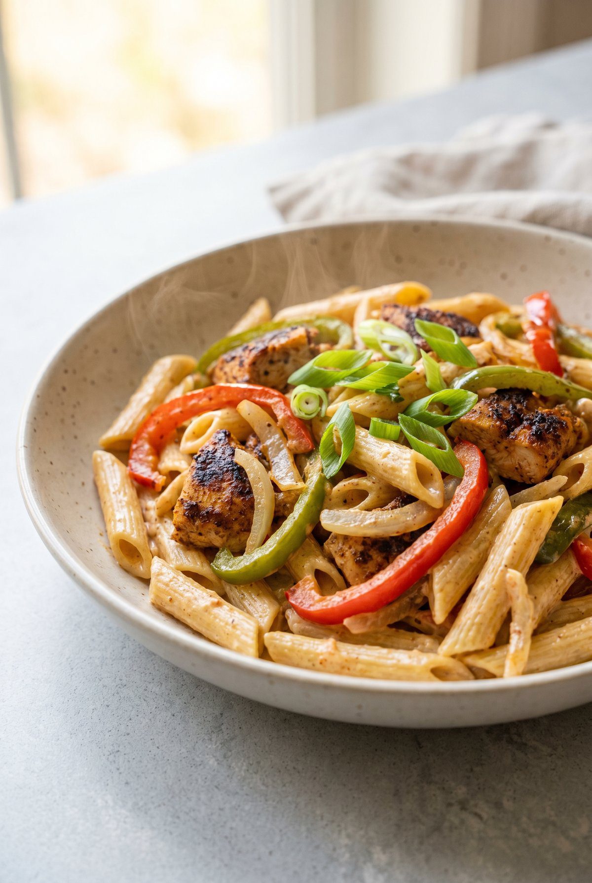 Cajun Chicken Pasta served and ready to eat