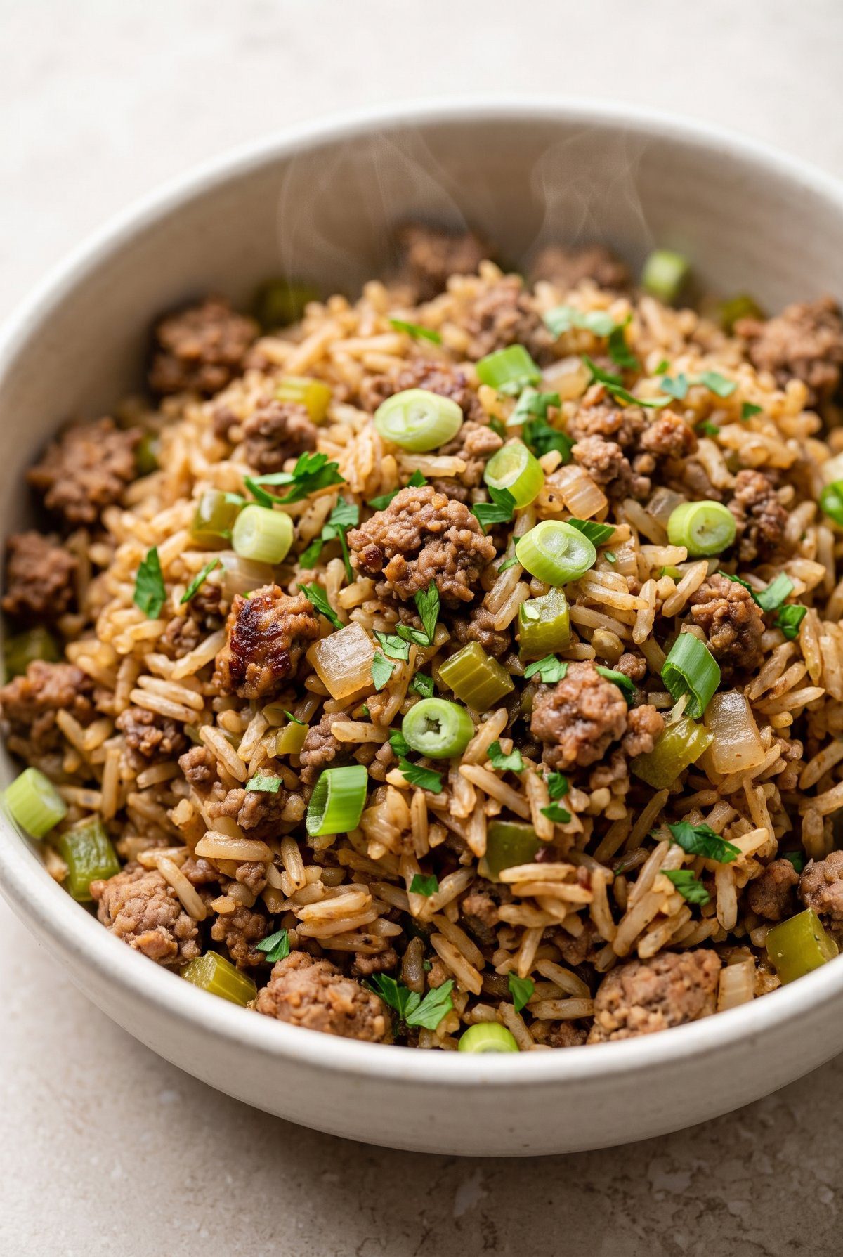 Close-up of Cajun Dirty Rice