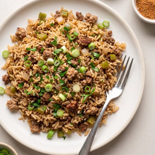 One Pan Cajun Dirty Rice with Ground Beef