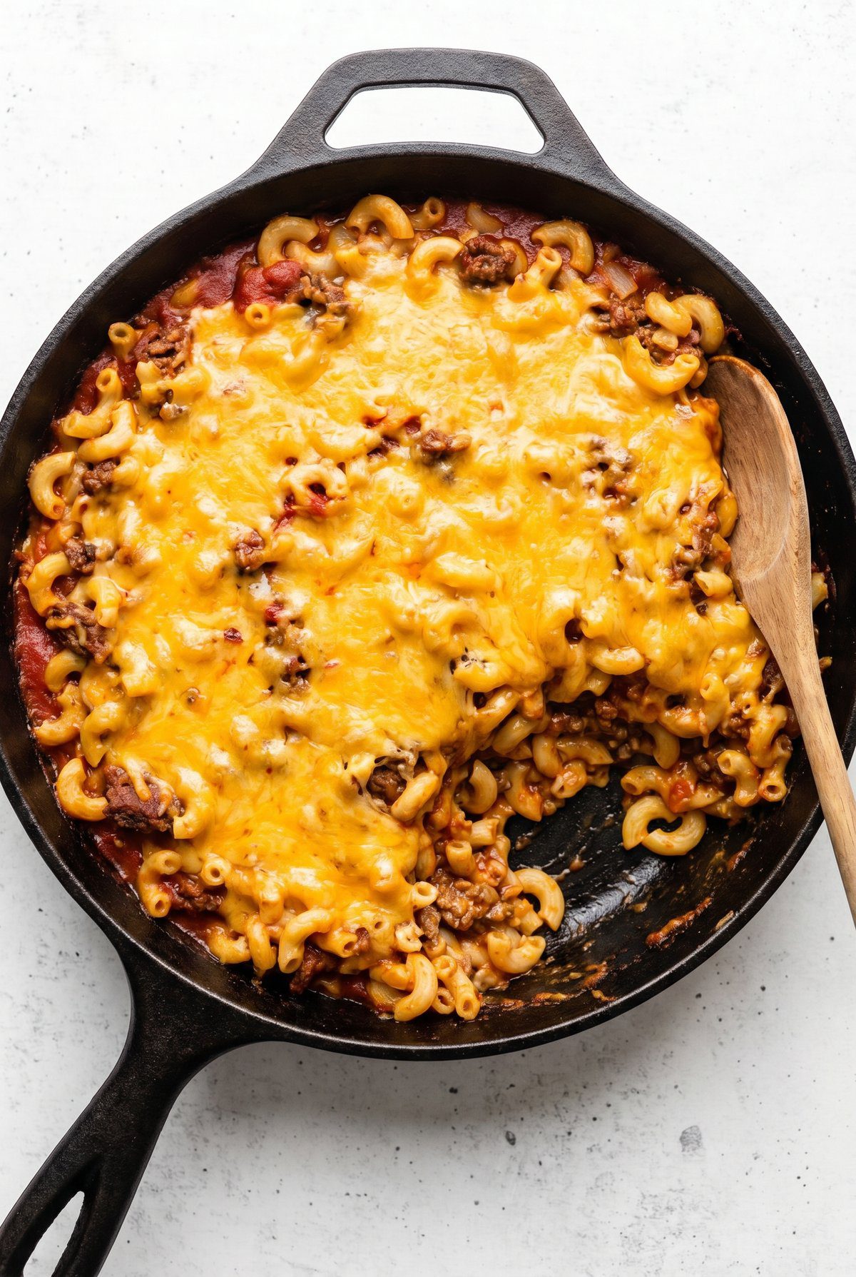 Overhead view of Cheeseburger Casserole