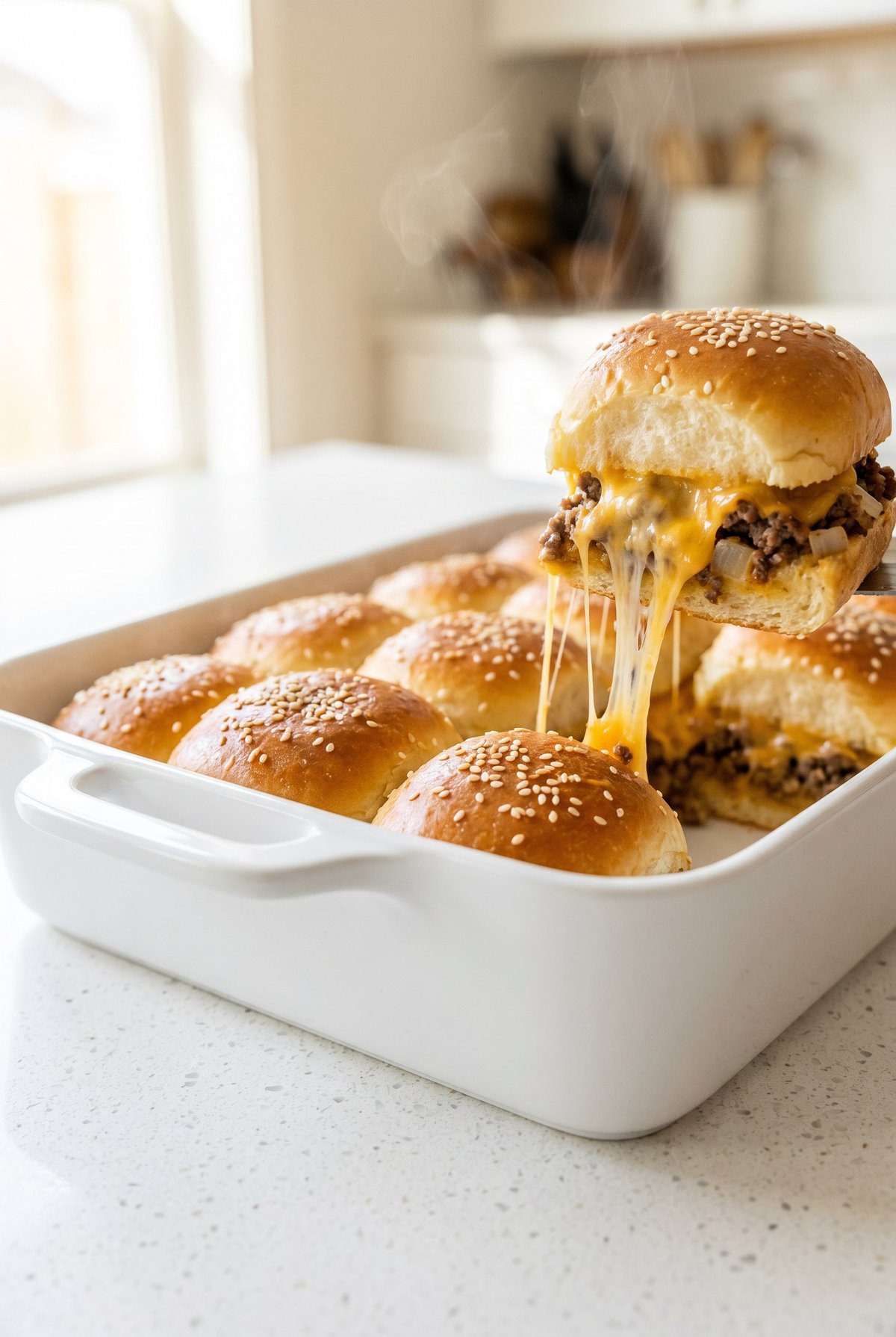 Cheeseburger Sliders ready to serve