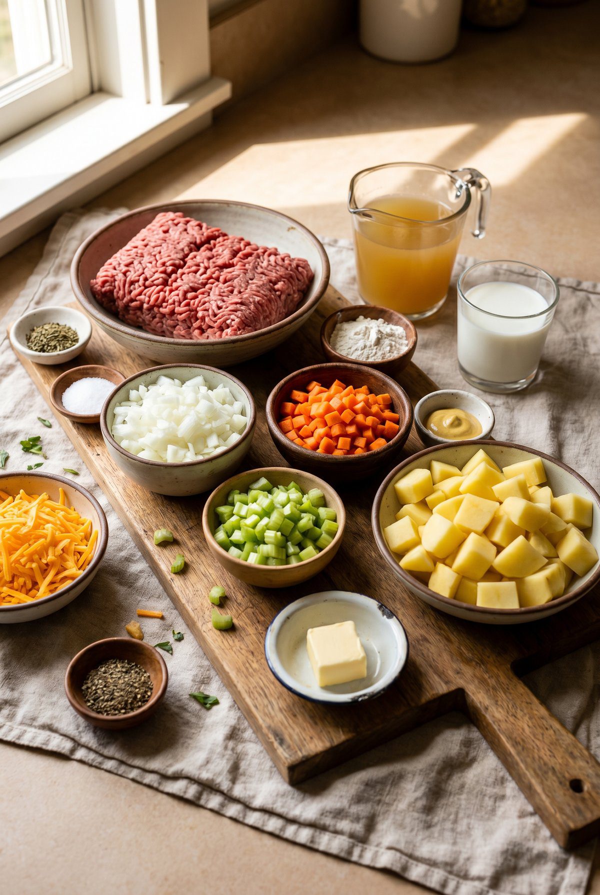 Ingredients for Cheeseburger Soup