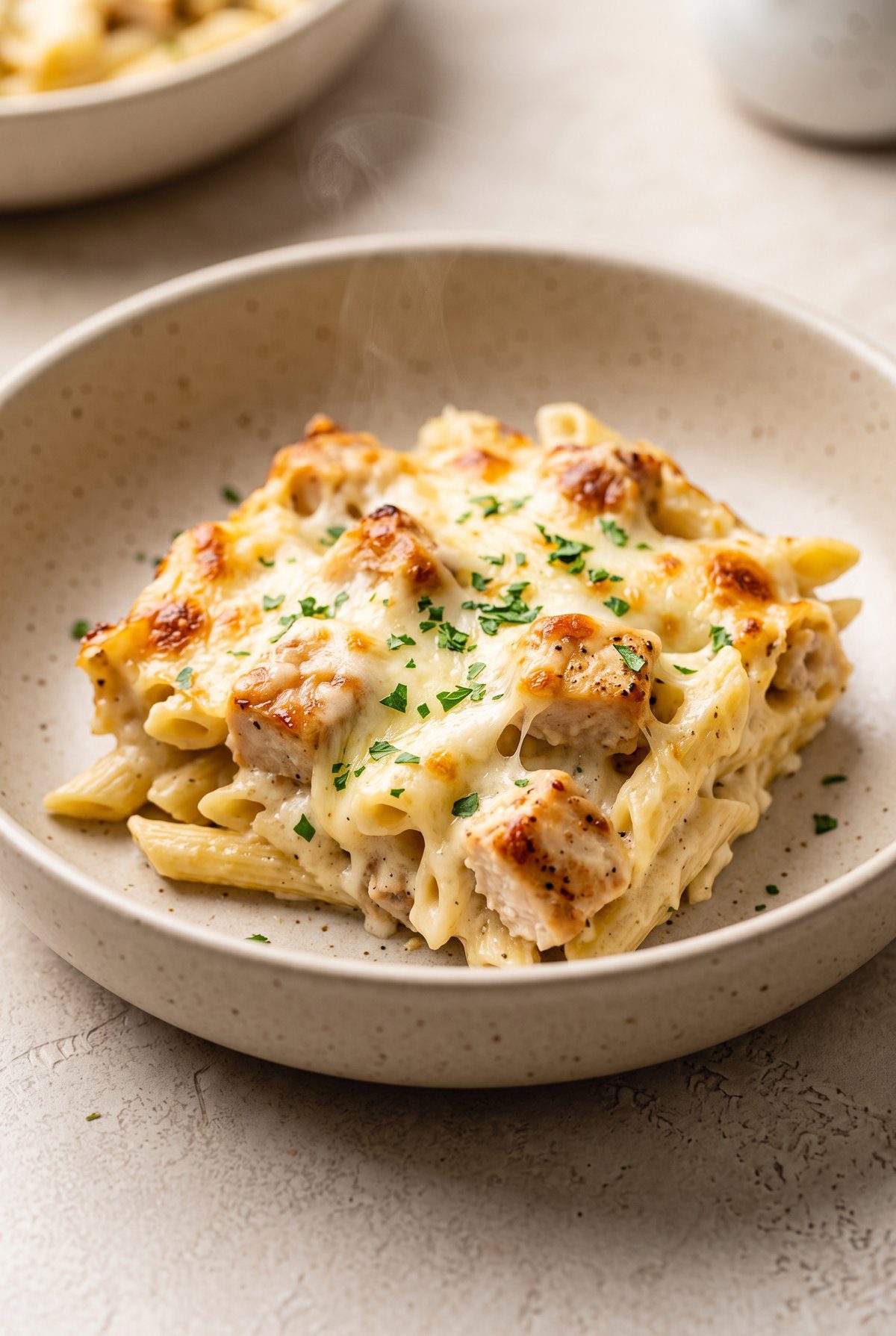Chicken Alfredo Bake served and ready to eat