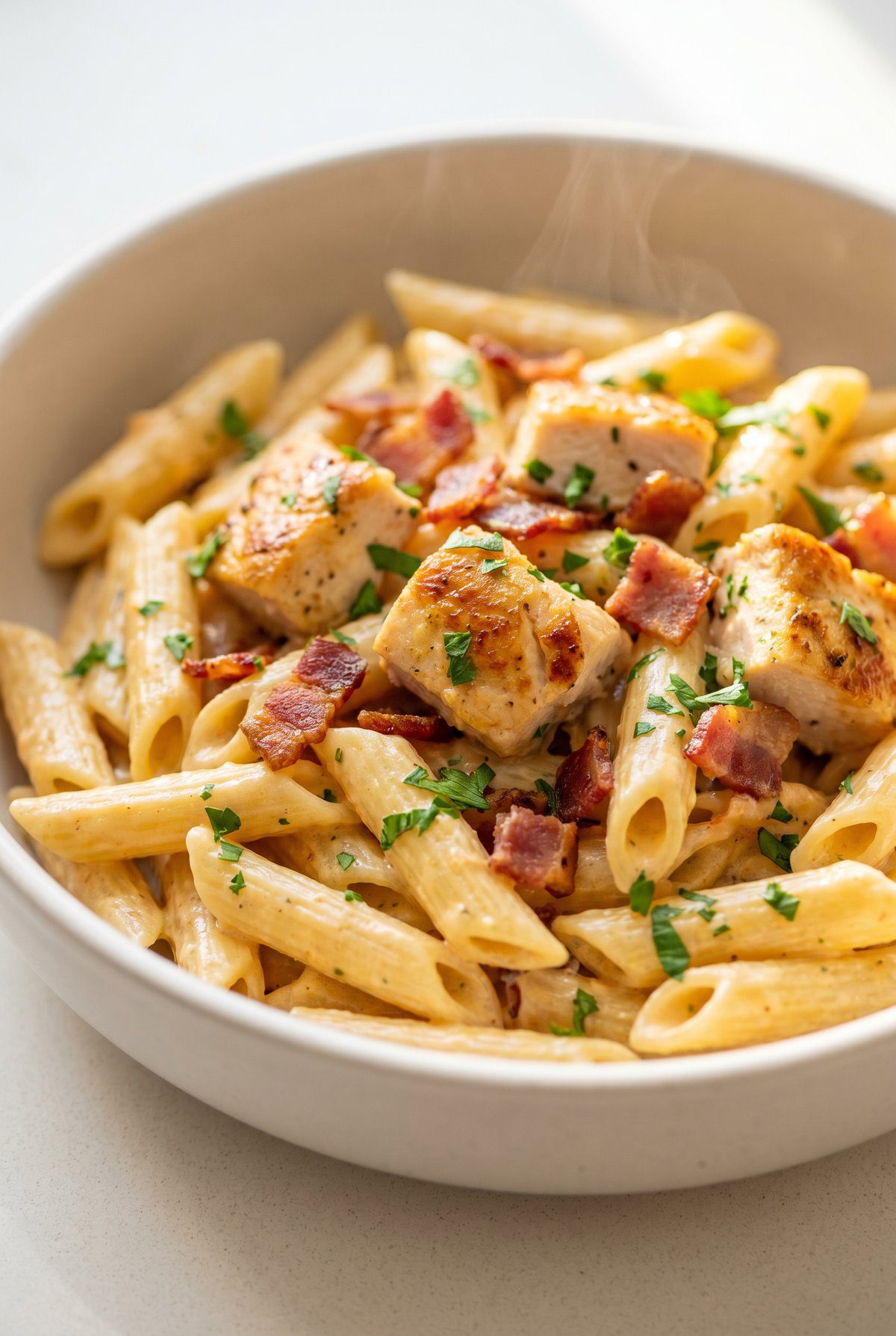 Close-up of Chicken Bacon Ranch Pasta