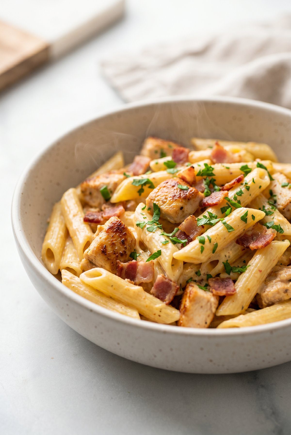 Chicken Bacon Ranch Pasta served and ready to eat