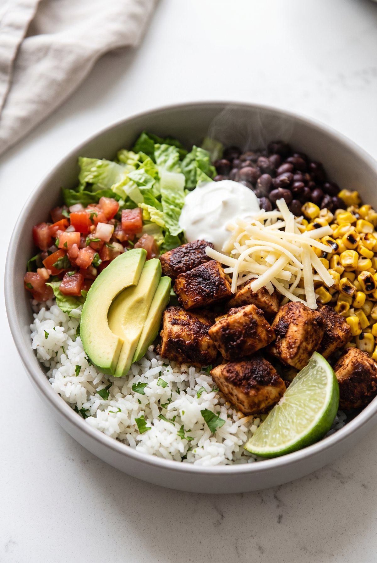 Close-up of Chicken Burrito Bowl