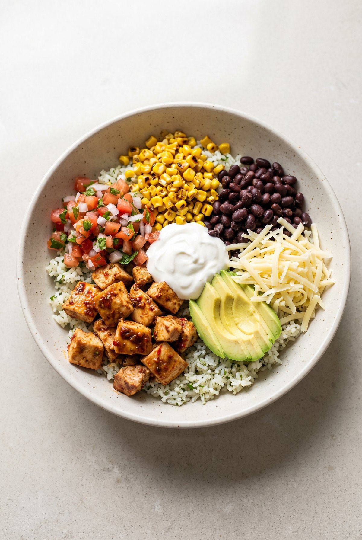 Chicken Burrito Bowl ready to serve