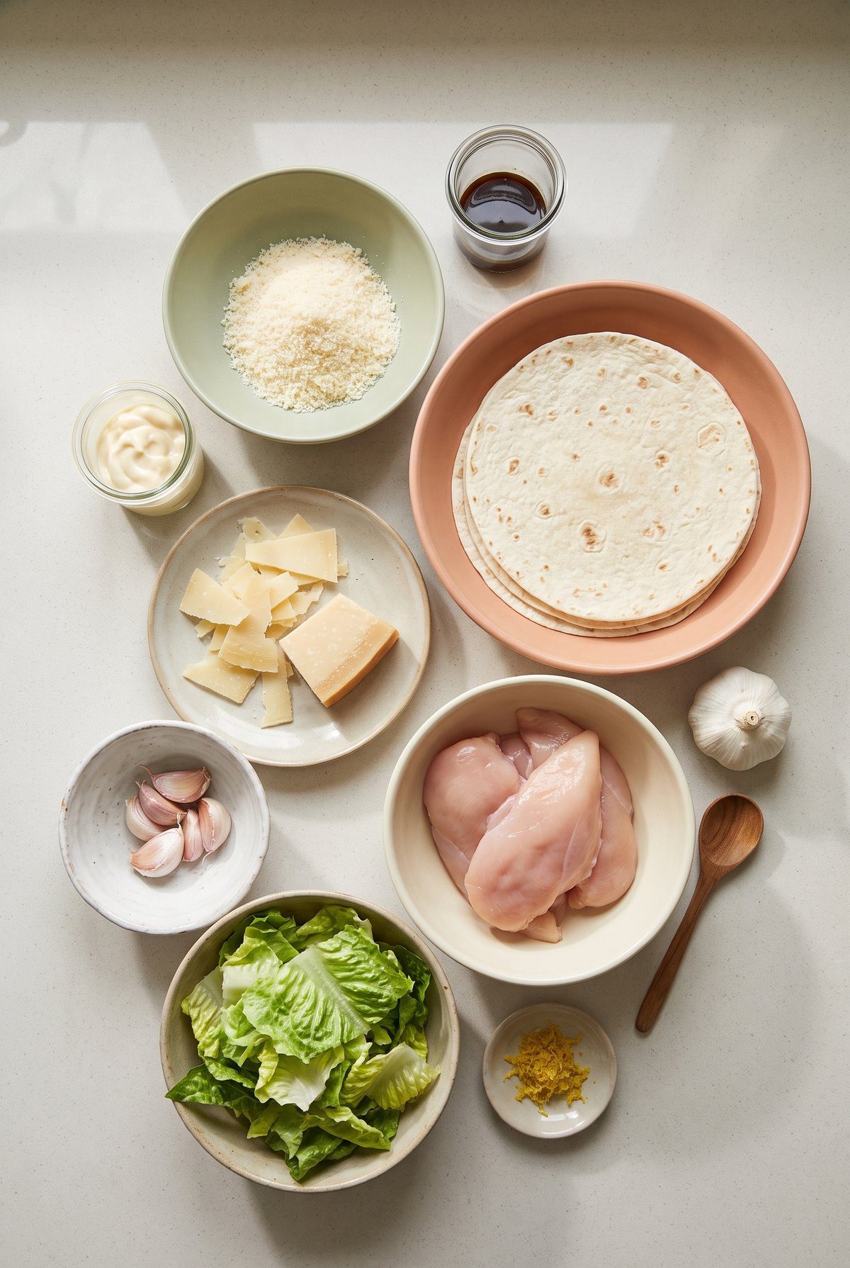Ingredients for Chicken Caesar Wrap
