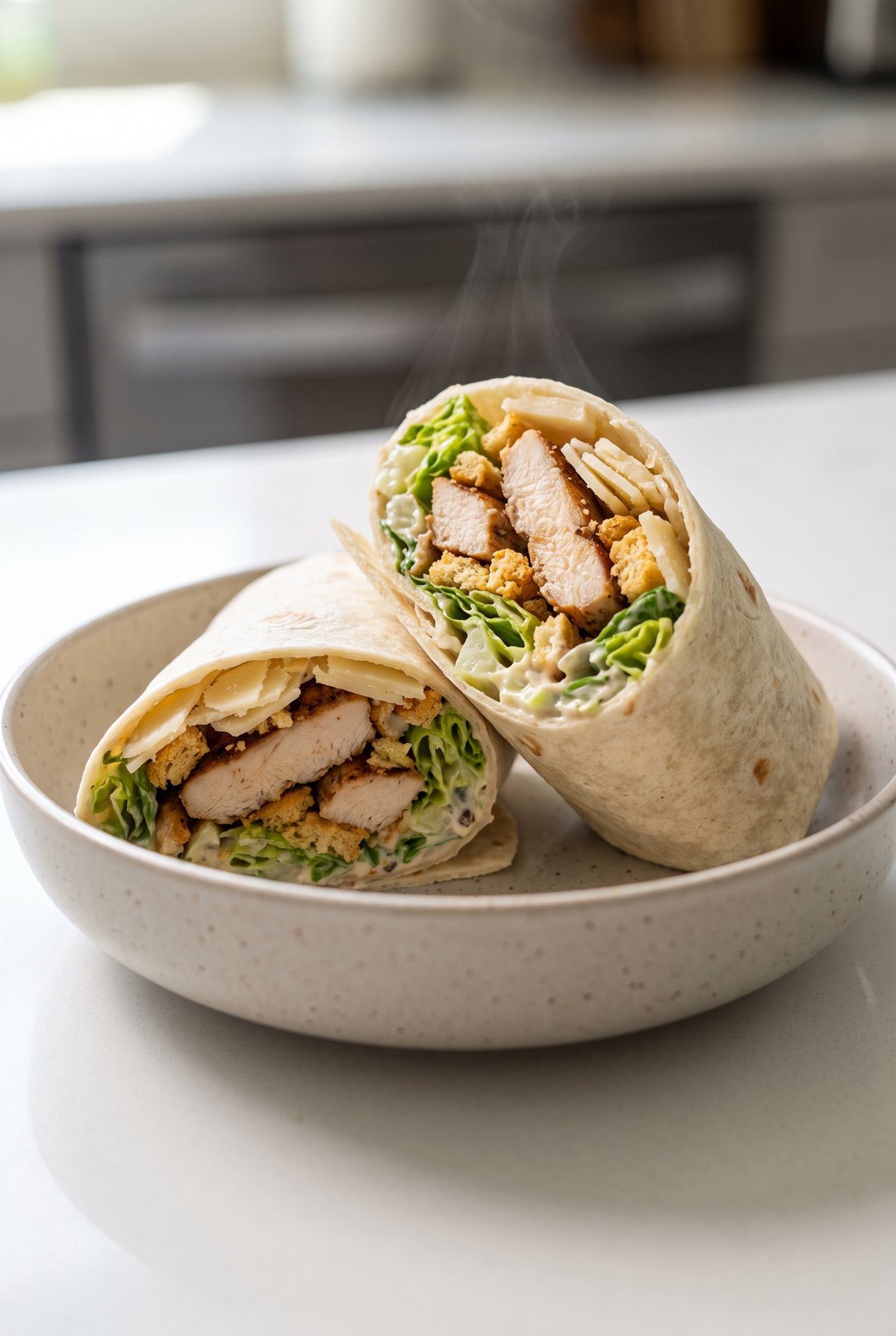 Chicken Caesar Wrap served and ready to eat