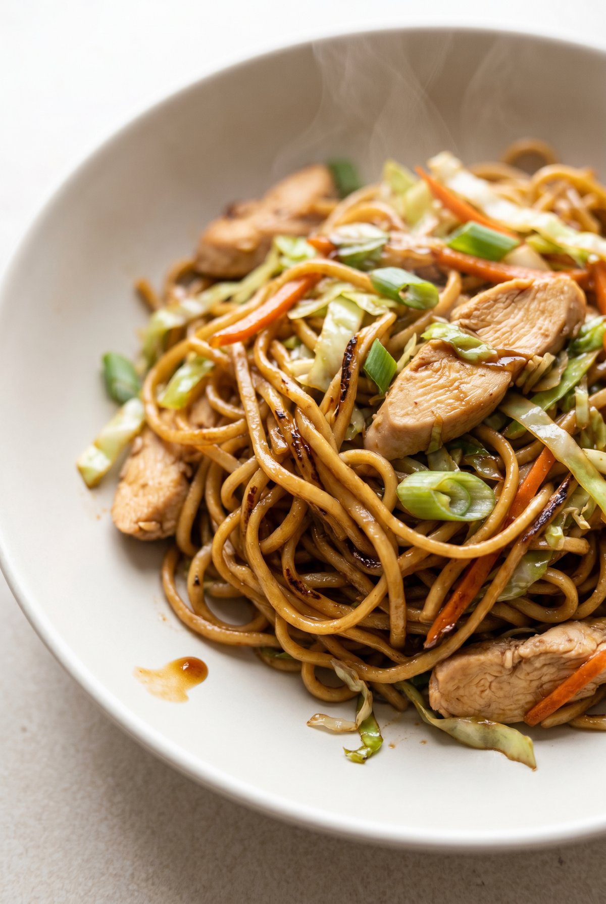 Close-up of Chicken Chow Mein