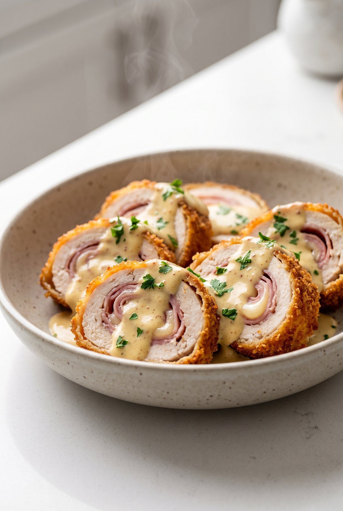 Chicken Cordon Bleu served and ready to eat