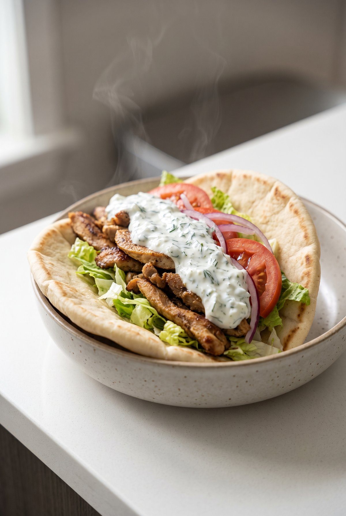 Chicken Gyros served and ready to eat