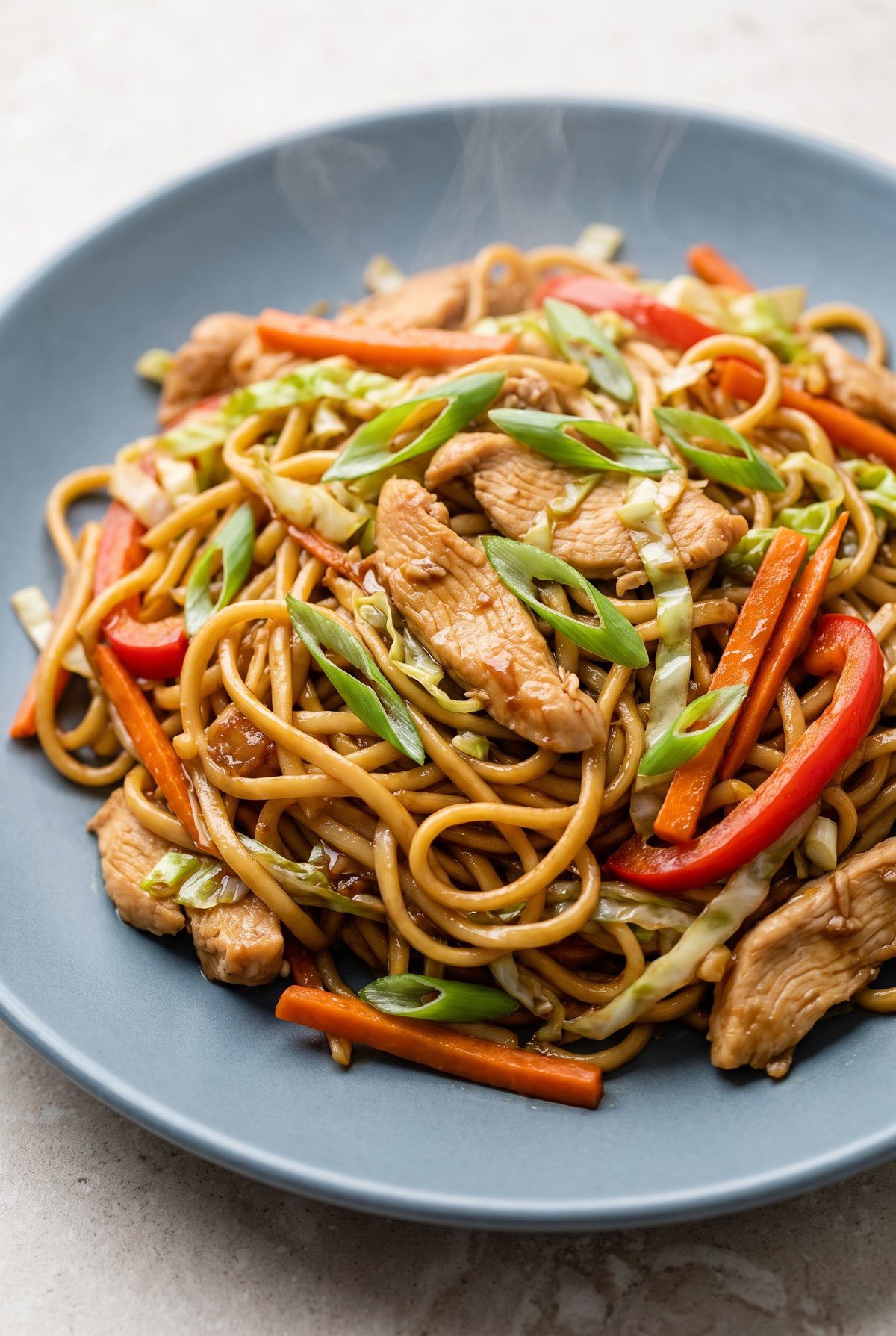 Close-up of Chicken Lo Mein