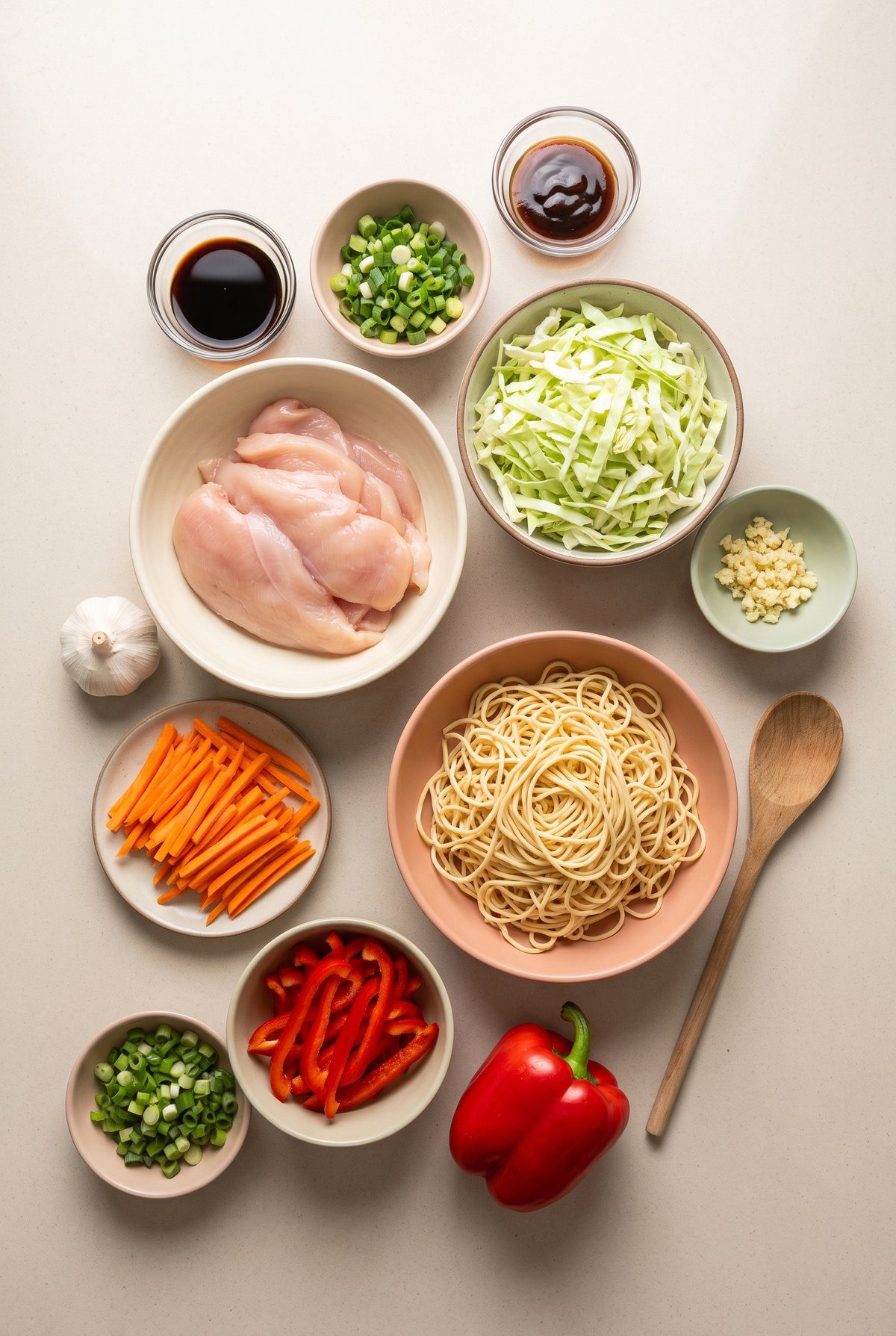 Ingredients for Chicken Lo Mein