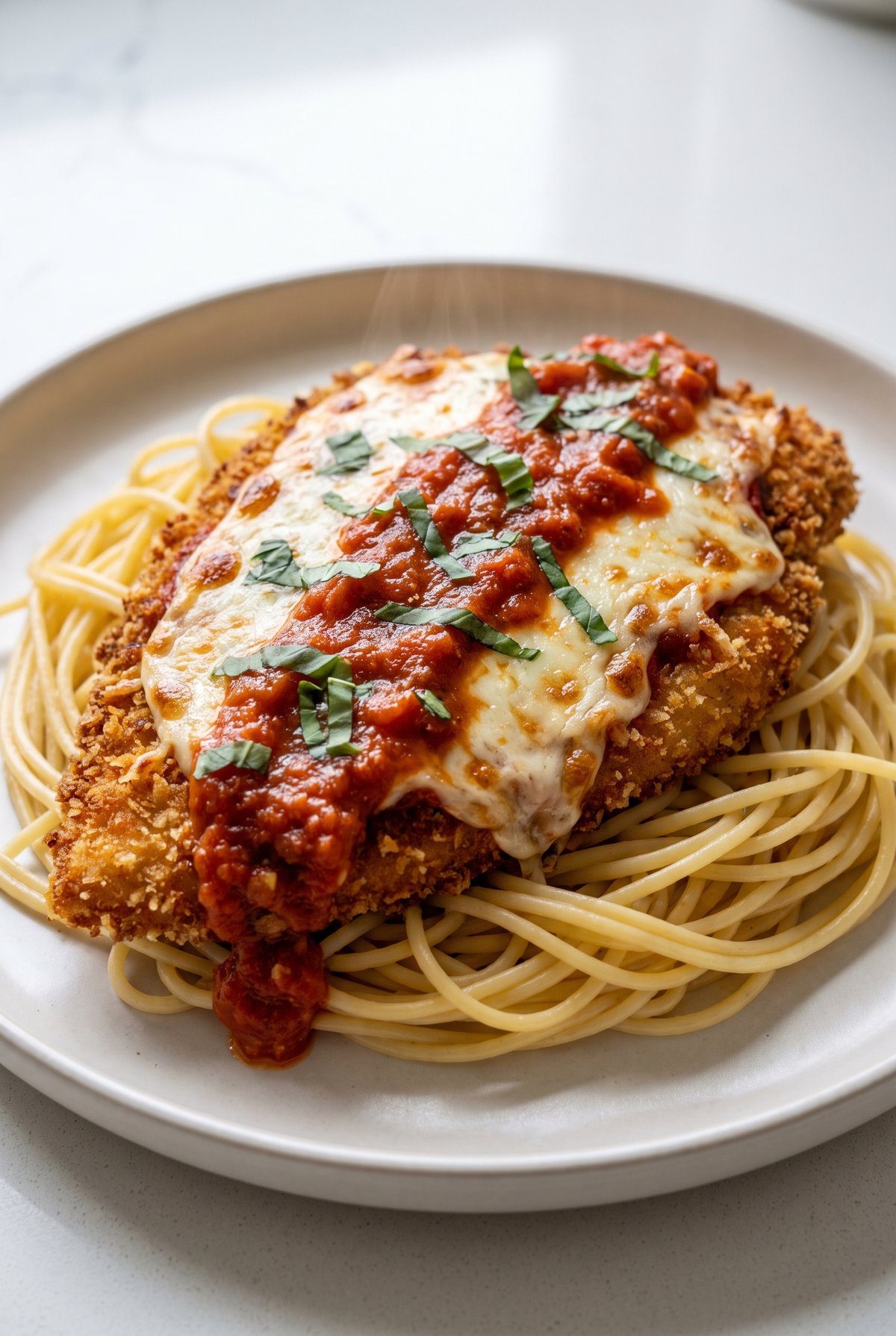 Close-up of Chicken Parmesan