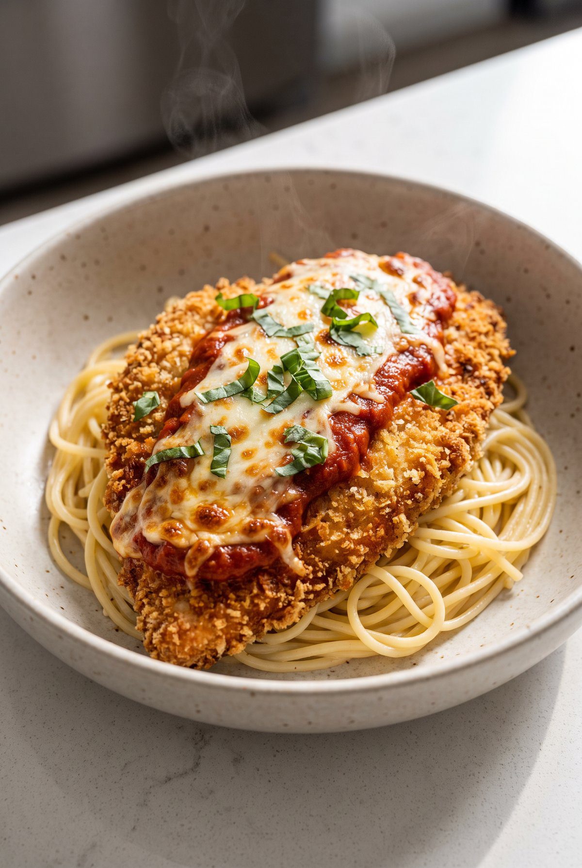 Chicken Parmesan served and ready to eat