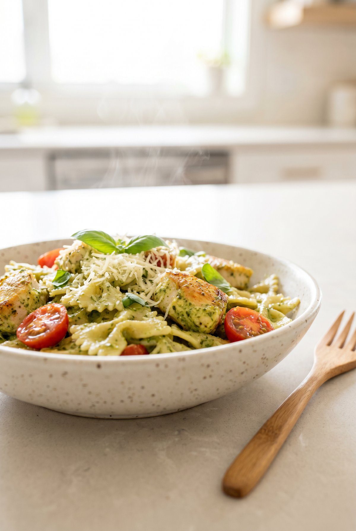 Chicken Pesto Pasta ready to serve