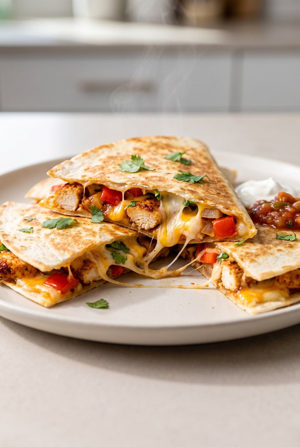 Close-up of Chicken Quesadilla